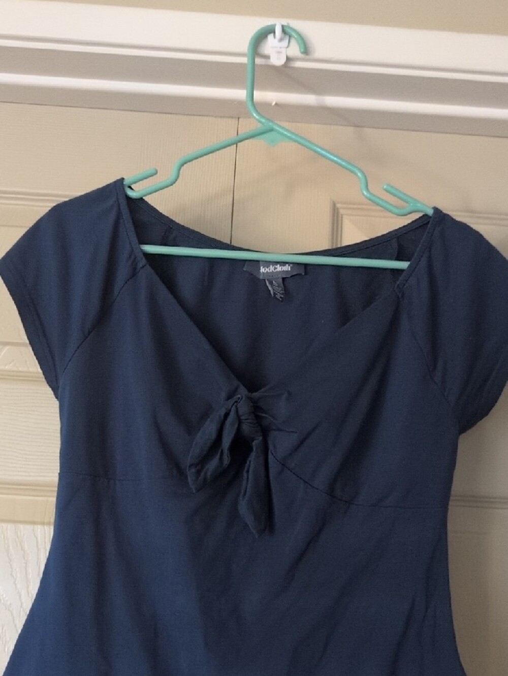 Modcloth Navy Tie-Front Cap Sleeve Top - Picture 3 of 6
